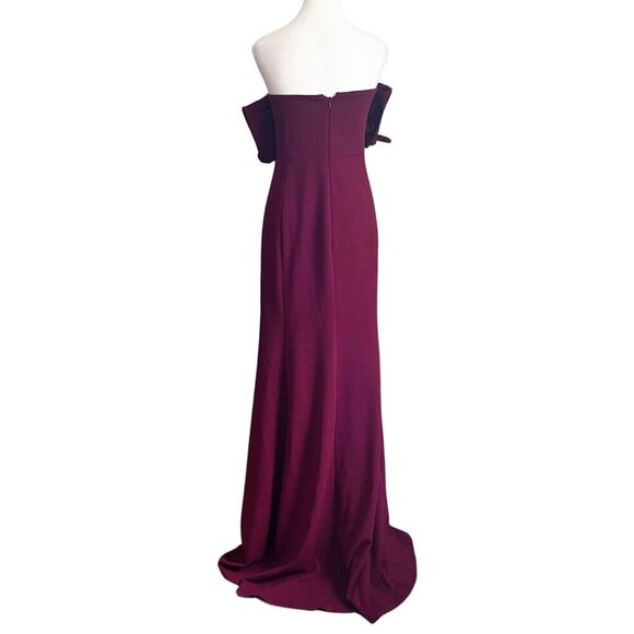 WATTERS & WATTERS BURGUNDY CREPE REMOVABLE SLEEVE FORMAL EVENING DRESS - 22W - Picture 3 of 16